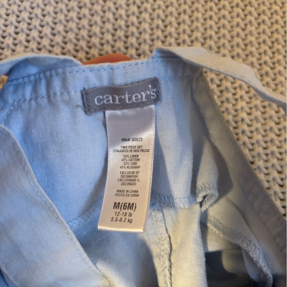 Carter's Light Blue Overalls with Embroidery floral - Picture 3 of 3